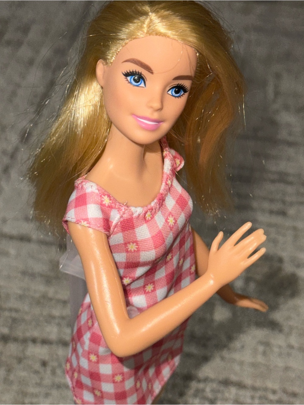 Barbie Mattel Fashionistas Articulated Blonde Blue Eyes 11" Doll Pink Dress